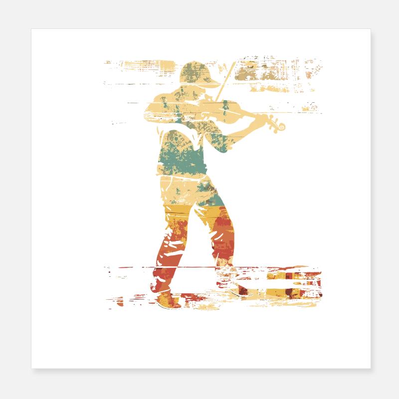 Violin Comic Style Poster 8" x 8" (20x20 cm)