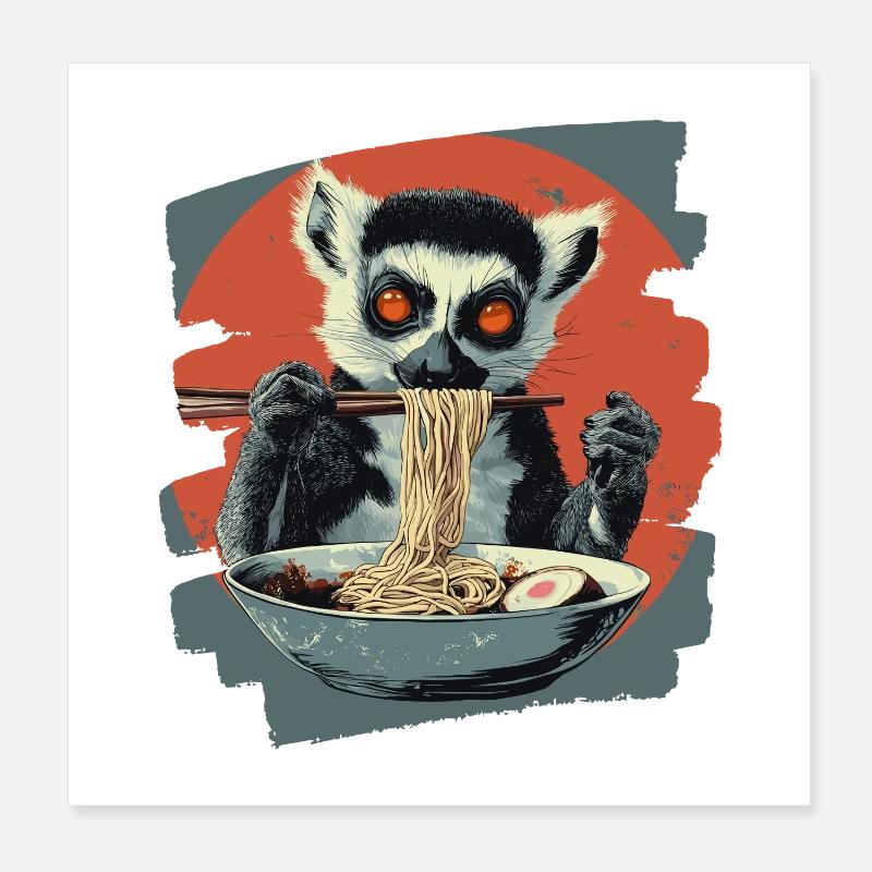 Ramen lémuriens Poster 20 x 20 cm
