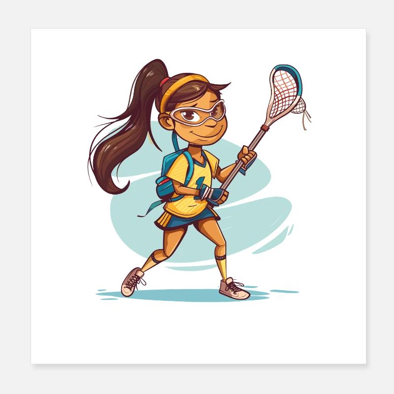 Cartoon Lacrosse Mädchen Poster 20x20 cm