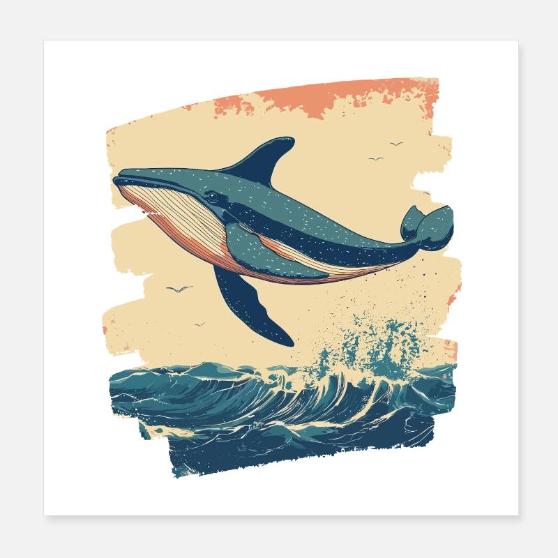 Walfisch Poster 20x20 cm