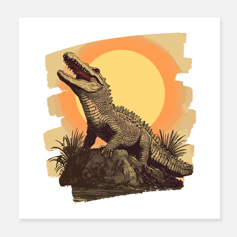 Krokodil Retro Poster 20x20 cm