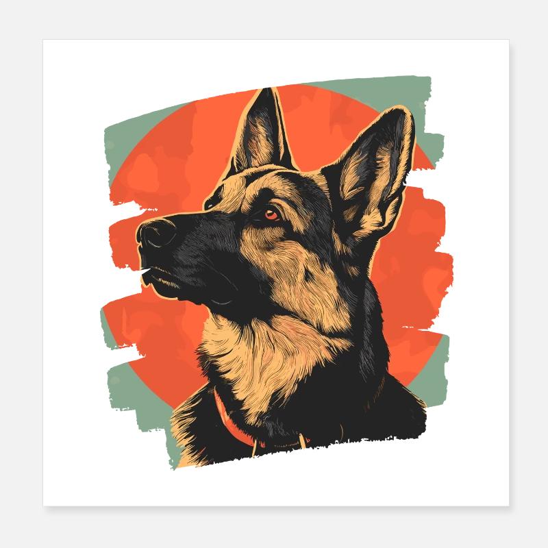 Pastore Tedesco Retrò Poster 20x20 cm