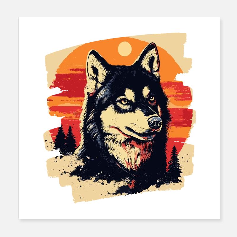 Husky Poster 20x20 cm