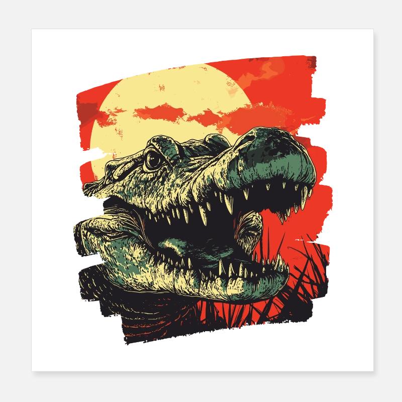 Krokodil Retro Poster 20x20 cm