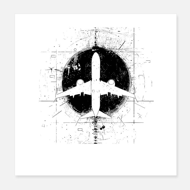 Airplane Drawing Poster 8" x 8" (20x20 cm)