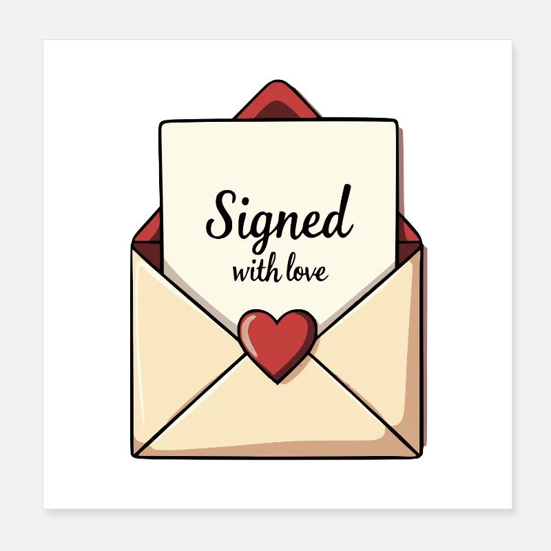 Mit Liebe Unterschriebener Brief Poster 20x20 cm