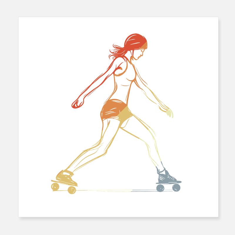 Patineuse en trottinette Poster 20 x 20 cm