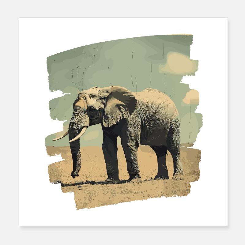 Éléphant Poster 20 x 20 cm