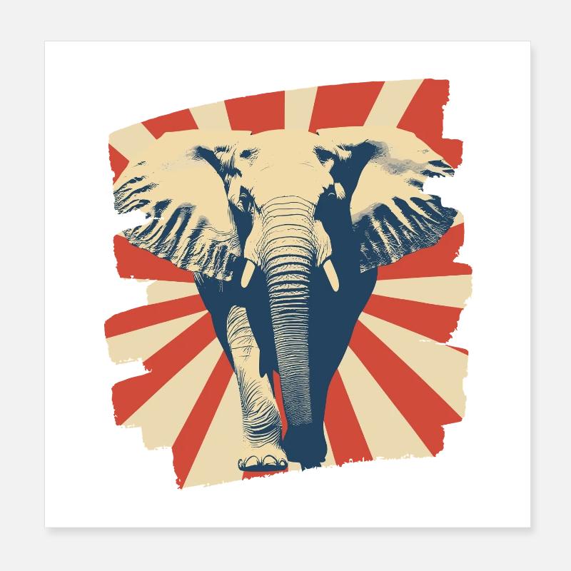Éléphant Poster 20 x 20 cm