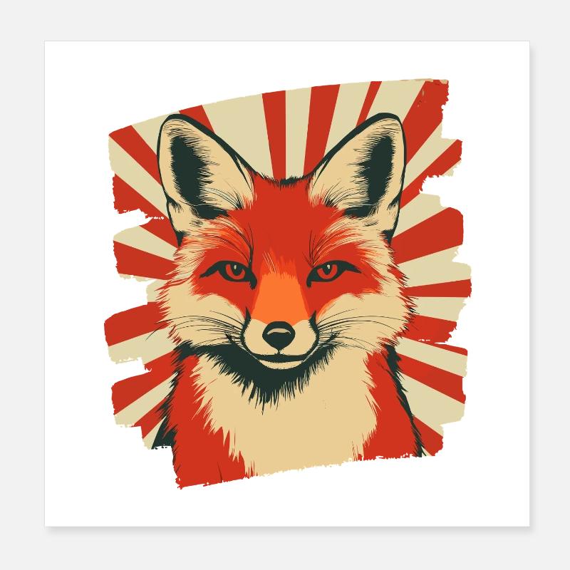 Fox Retro Poster 8" x 8" (20x20 cm)