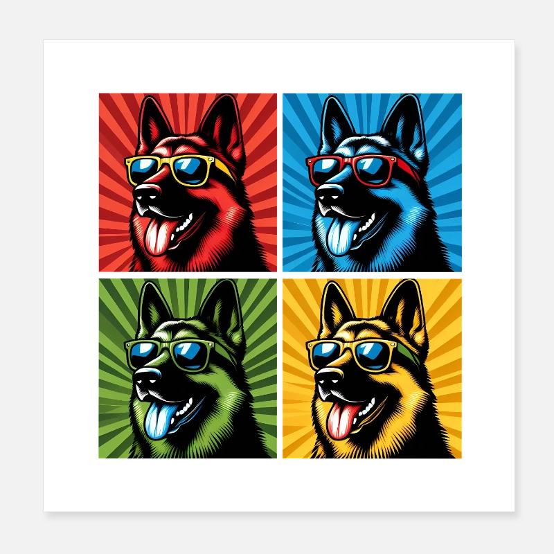 Schäfer Pop Art Bär, Teddy, Keks, Waffeln Poster 20x20 cm