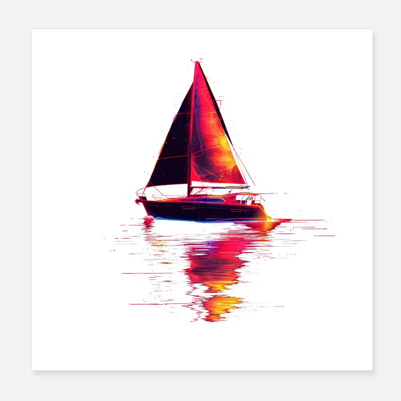 Segelschiff Retrowave Poster 20x20 cm
