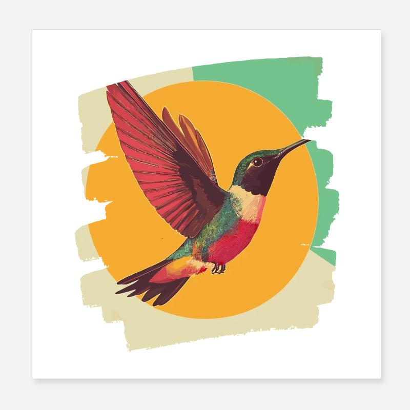 Hummingbird Poster 8" x 8" (20x20 cm)