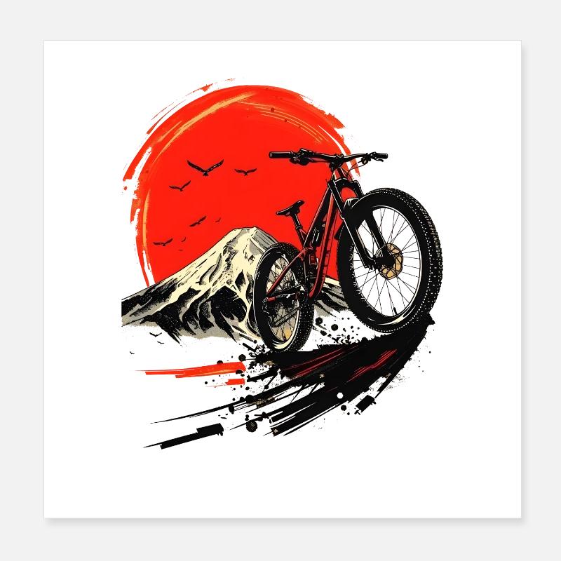 Mountain biking Poster 8" x 8" (20x20 cm)
