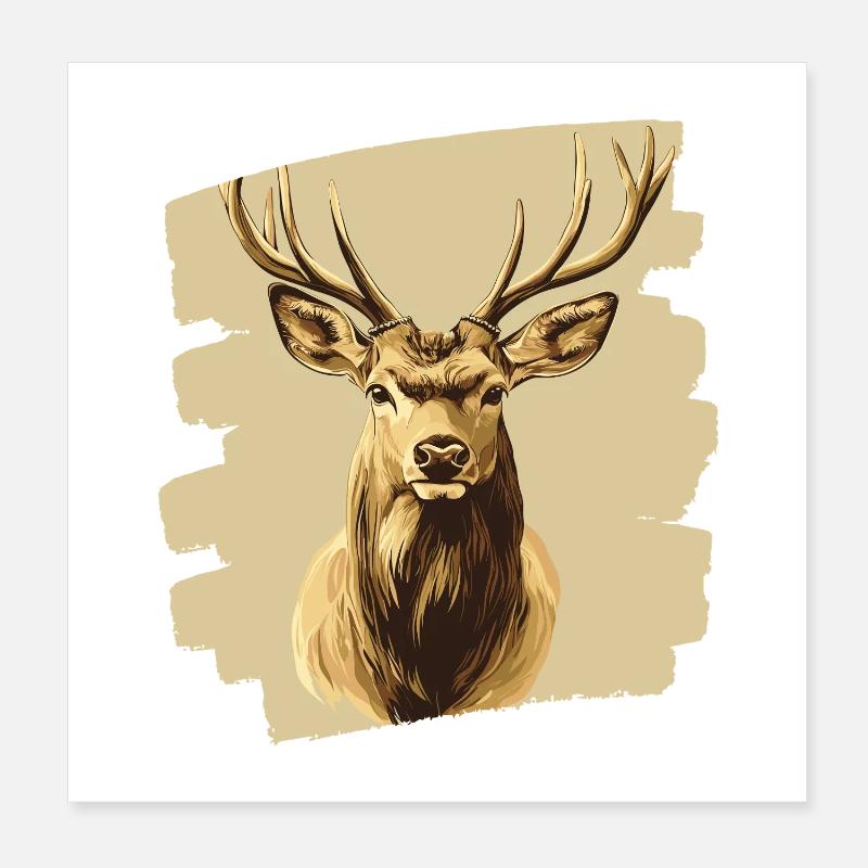 Deer with antlers Poster 8" x 8" (20x20 cm)