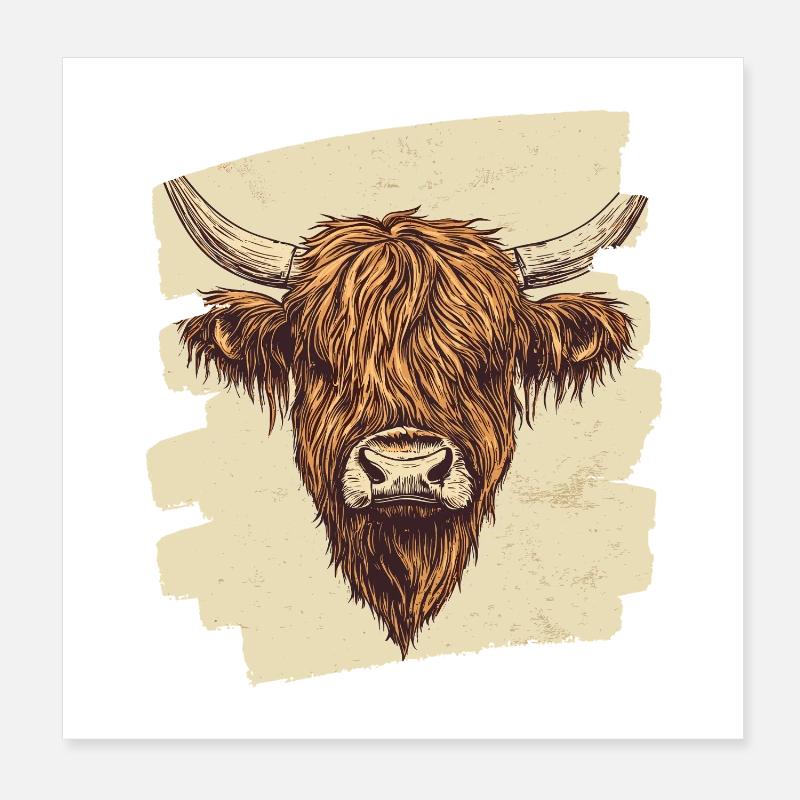Scottish Highland cattle Poster 8" x 8" (20x20 cm)