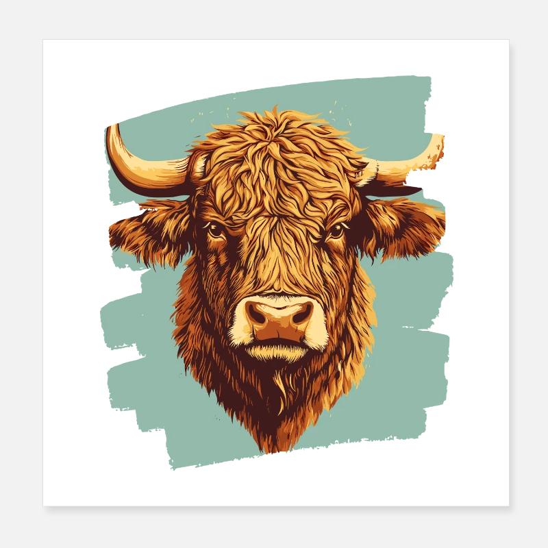 Scottish Highland cattle Poster 8" x 8" (20x20 cm)
