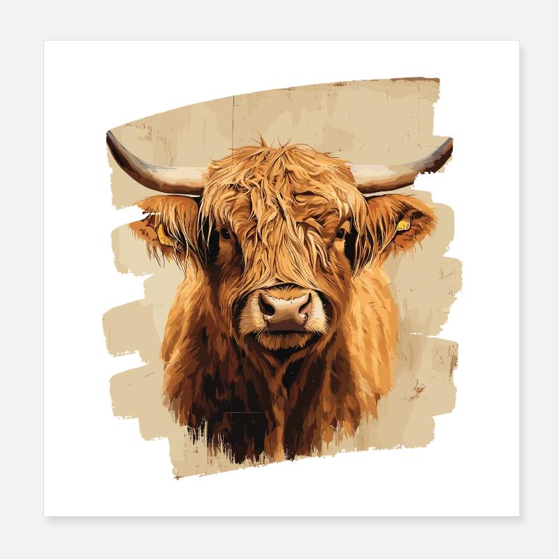 Scottish Highland cattle Poster 8" x 8" (20x20 cm)