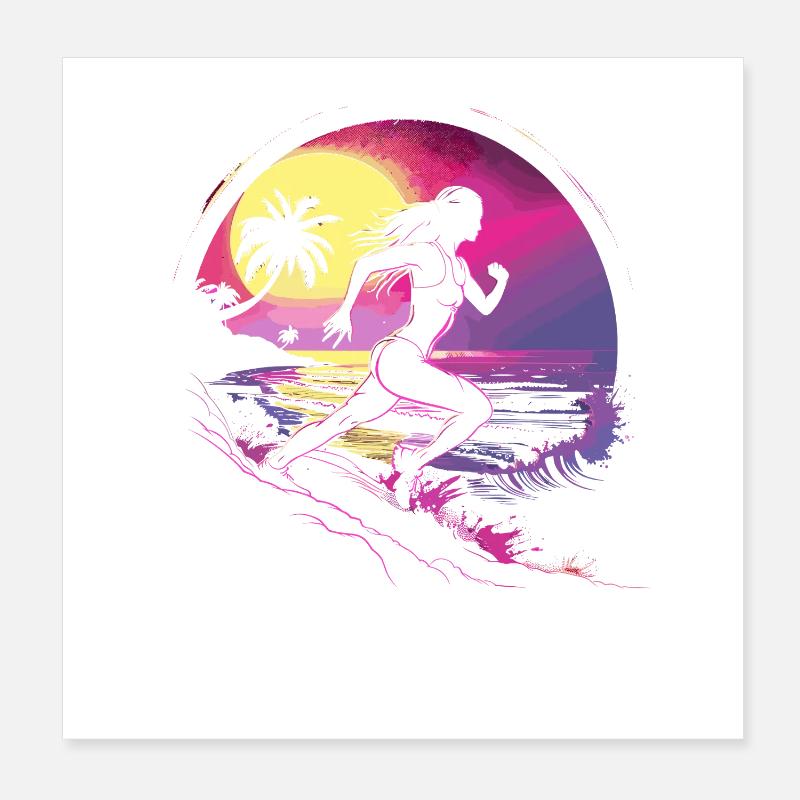 Läuferin Synthwave Poster 20x20 cm