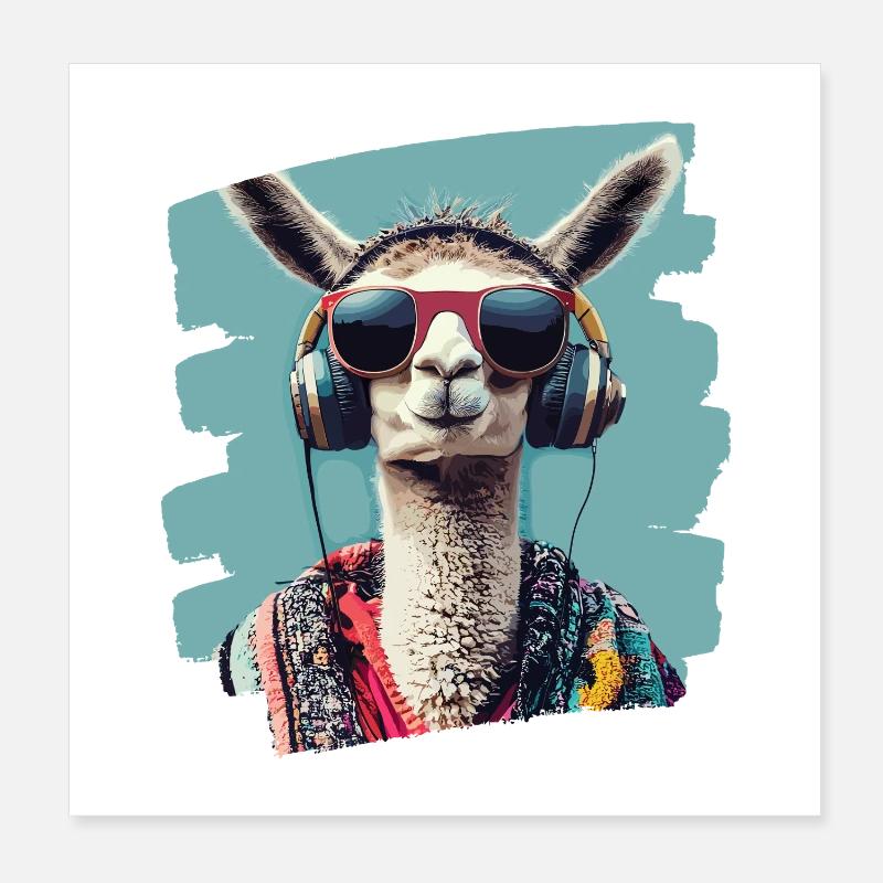 Casque Llama Poster 20 x 20 cm
