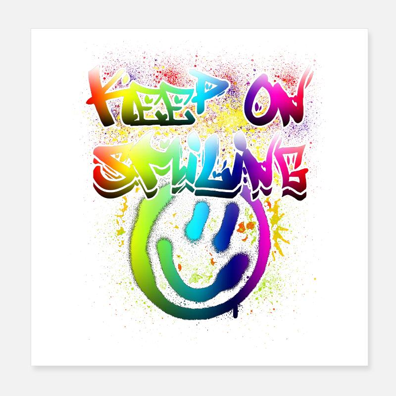 Conception de graffiti de visage heureux coloré Poster 20 x 20 cm