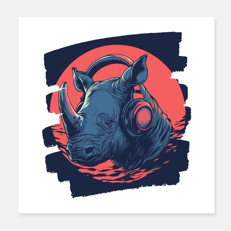 Rhinocéros Poster 20 x 20 cm