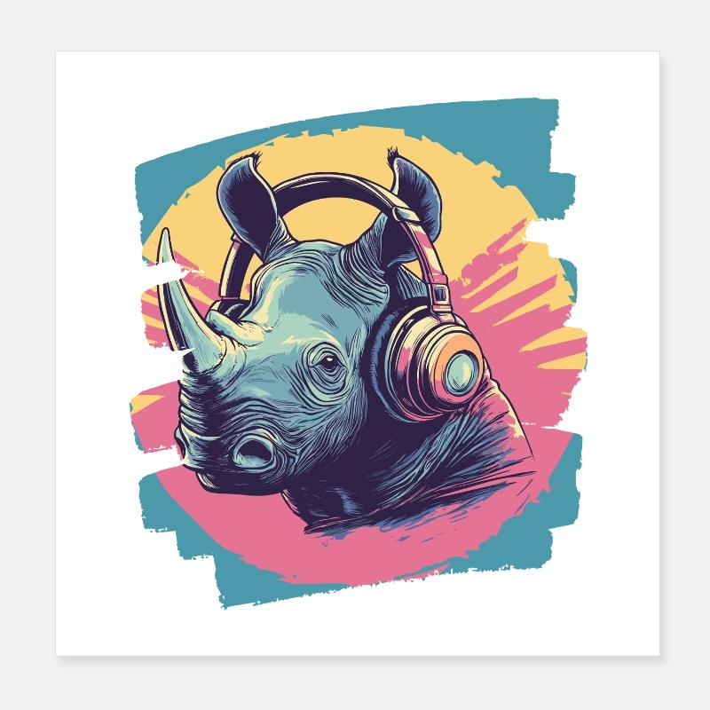 Nashorn Poster 20x20 cm