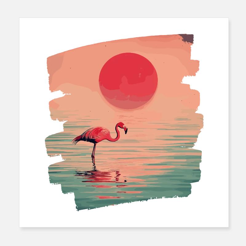 Flamant Poster 20 x 20 cm
