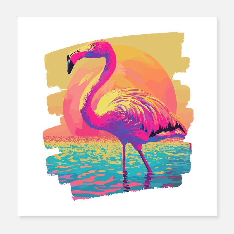 Flamant Poster 20 x 20 cm