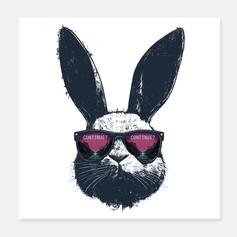 Lunettes de soleil rétro lapin Synthwave Gaming Gift Poster 20 x 20 cm