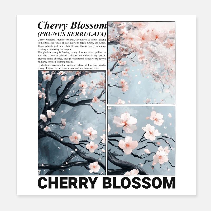 Cerisier Fleur Sakura Fleur Printemps Nature Cadeau Poster 20 x 20 cm