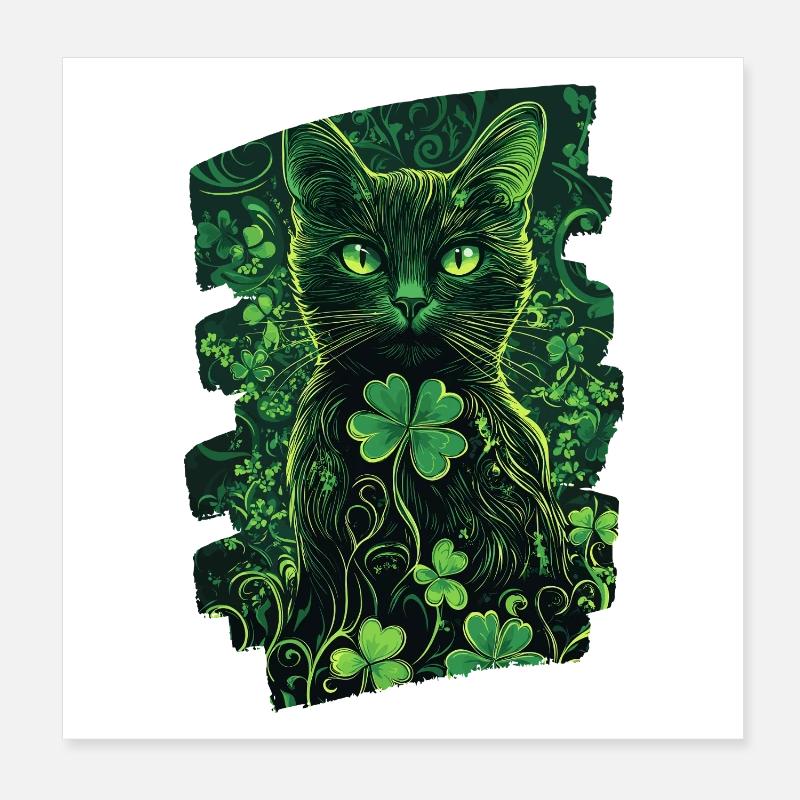 St Patrick's Day Cat Poster 8" x 8" (20x20 cm)