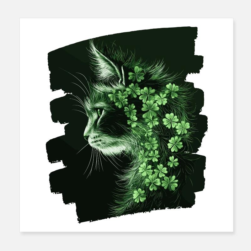 St Patrick's Day Cat Poster 8" x 8" (20x20 cm)