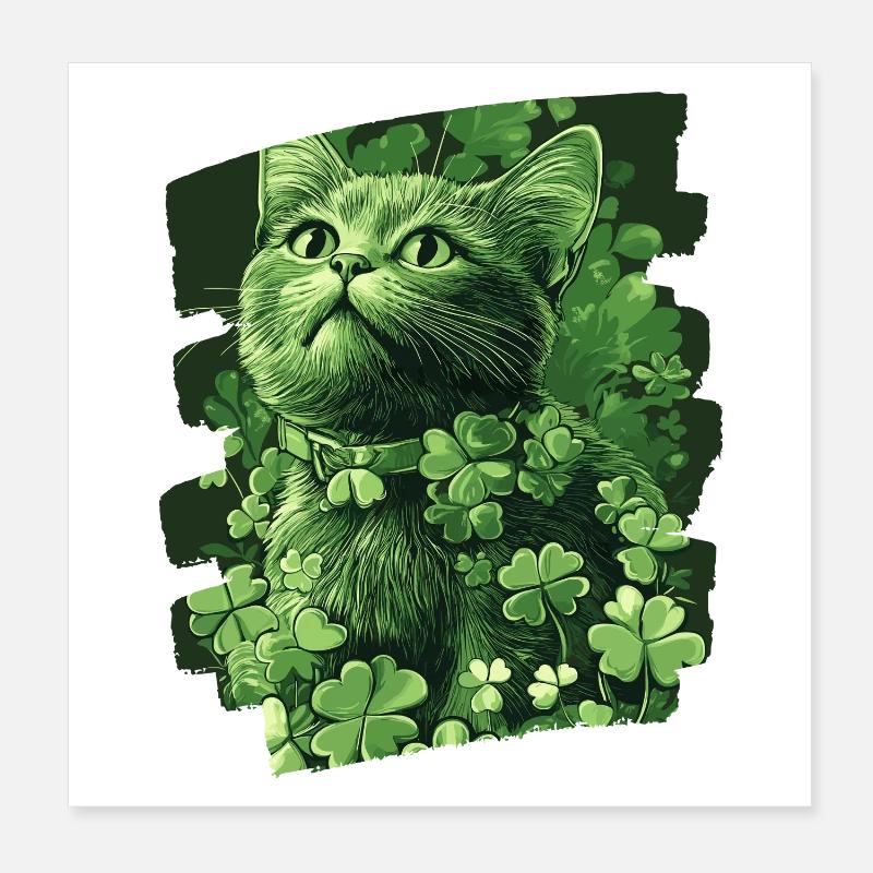 Chat de la Saint-Patrick Poster 20 x 20 cm
