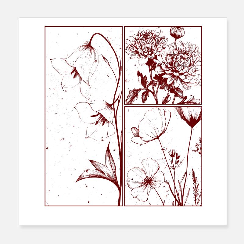Campanula Chrysantheme Blumen Botanik Geschenk Poster 20x20 cm
