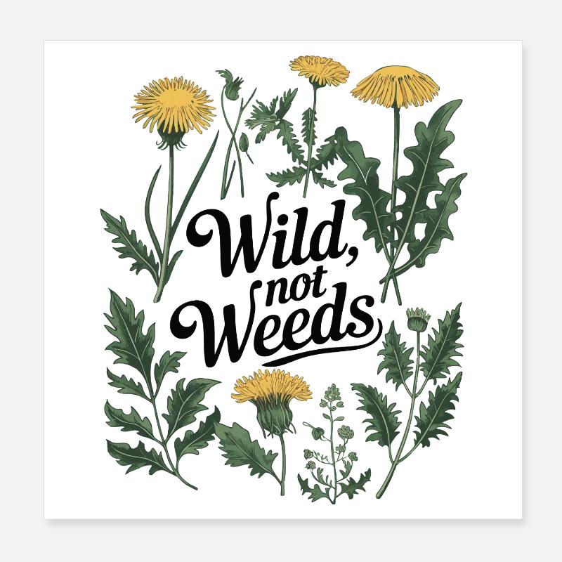 Wild, kein Unkraut - Dandelion Botanical Design Poster 20x20 cm