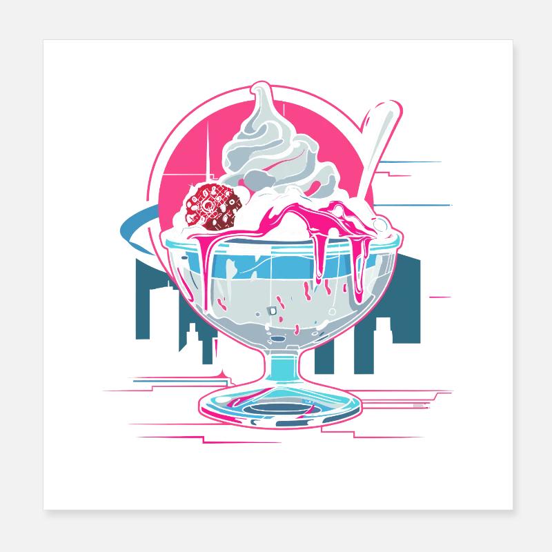 Coupe glacée Retrowave Poster 20 x 20 cm
