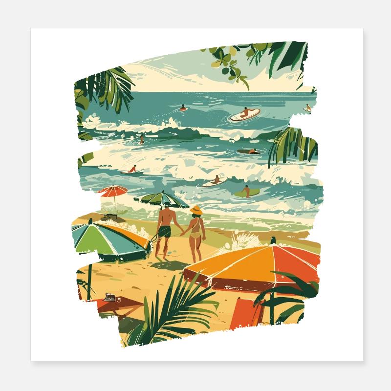 Surfeur Poster 20 x 20 cm