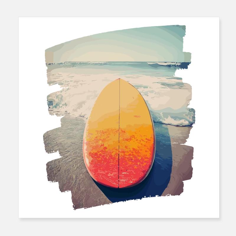 Surfbrett Poster 20x20 cm