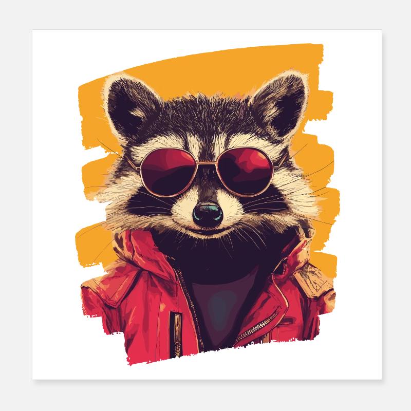 Waschbär Poster 20x20 cm