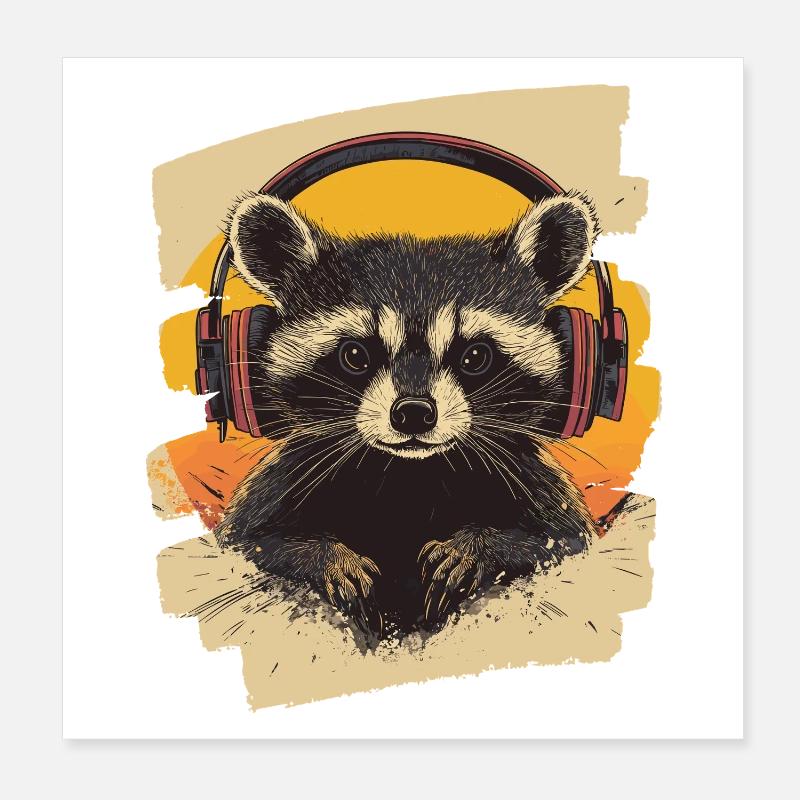 Waschbär Poster 20x20 cm