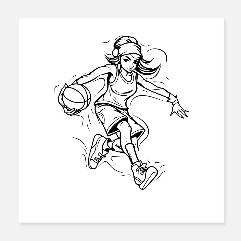 Basketball Player Drawing Poster 8" x 8" (20x20 cm)