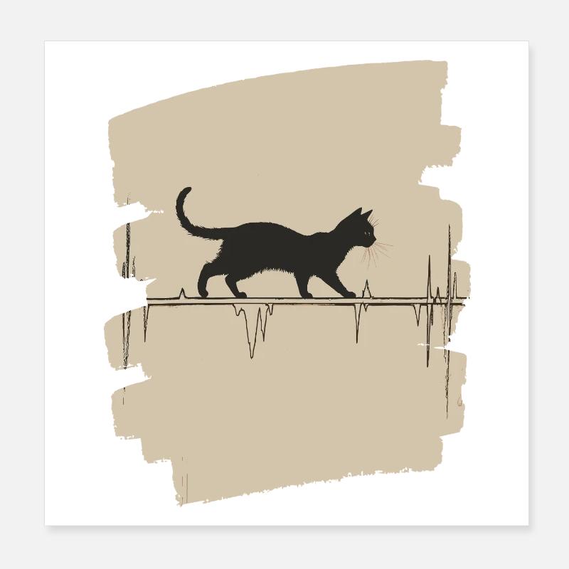 ECG cat Poster 8" x 8" (20x20 cm)