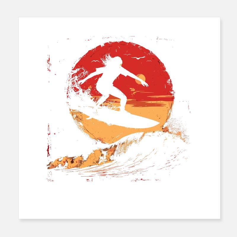 Surfeur Coucher de soleil Poster 20 x 20 cm