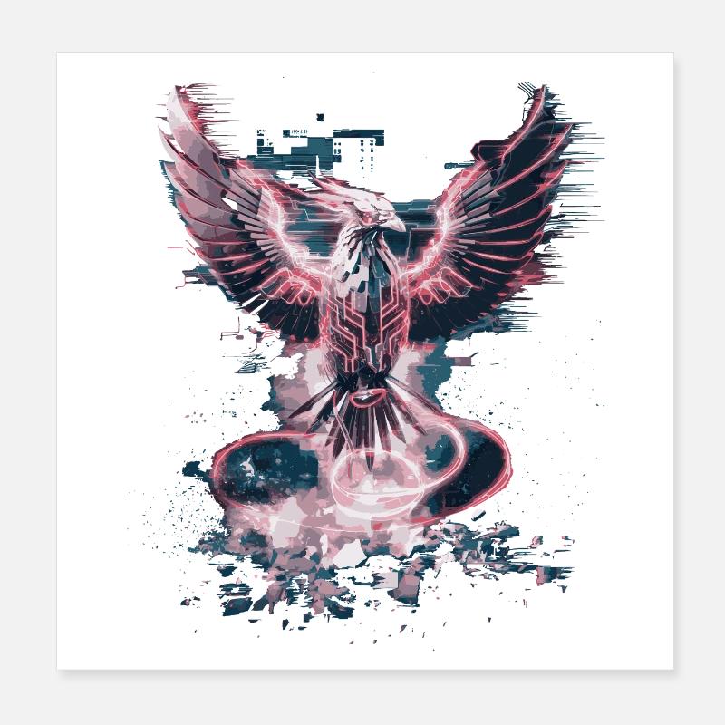 Cyber Phoenix – Digitale Wiedergeburt & Tech-Aufstieg Poster 20x20 cm