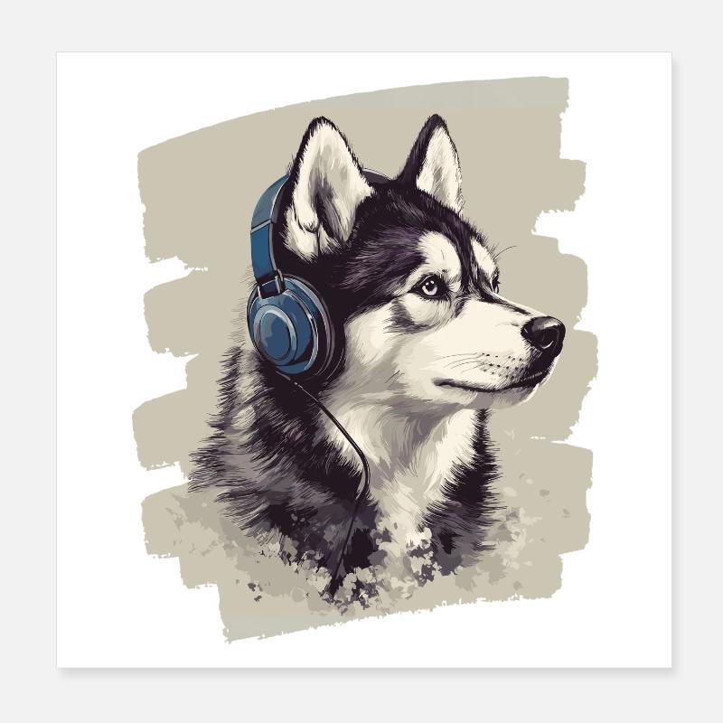 Husky Poster 8" x 8" (20x20 cm)