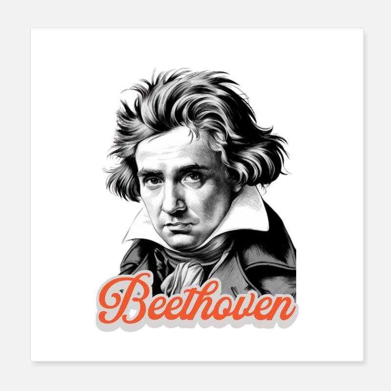 Composer Beethoven Portrait Classical Music Poster 8" x 8" (20x20 cm)