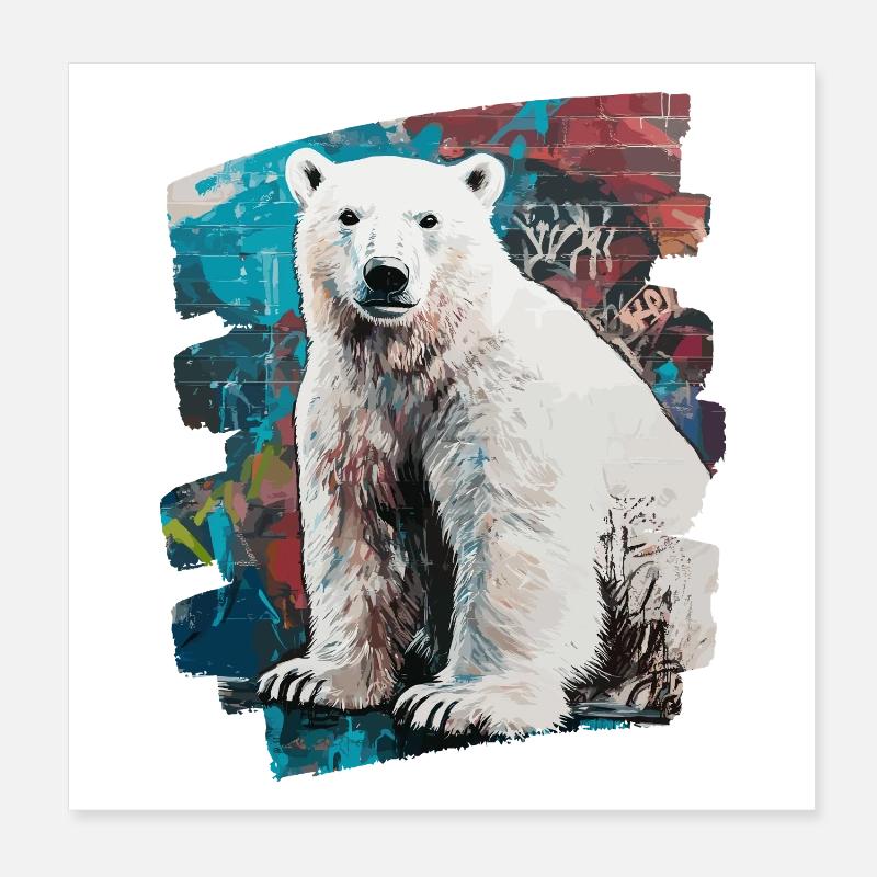 Eisbär Graffiti Sprayer Poster 20x20 cm