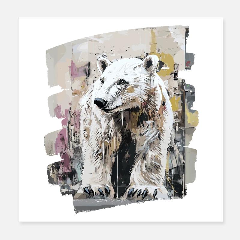 Eisbär Graffiti Sprayer Poster 20x20 cm