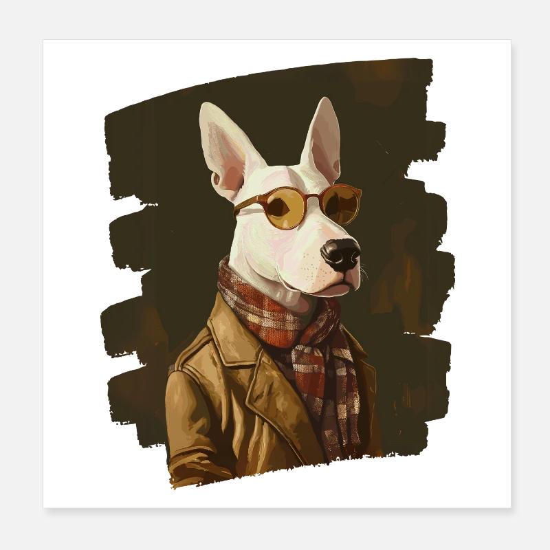 Bull Terrier Fighting Dog Poster 8" x 8" (20x20 cm)
